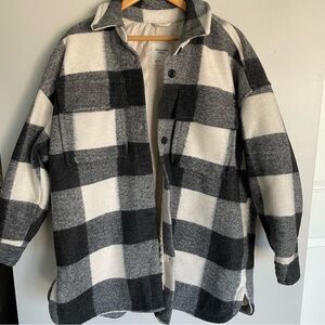 Abercrombie and fitch oversized shacket shirt jacket plaid gingham heavy weight